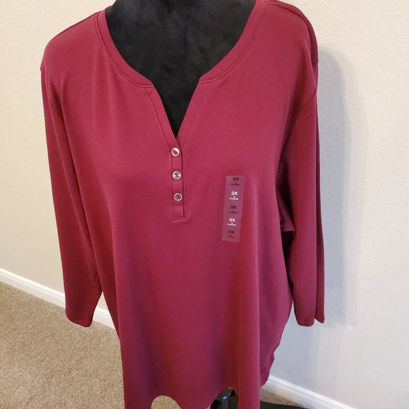 Karen Scott solid color long sleeve T-shirt women tops winter Size 3X . - Picture 5 of 9